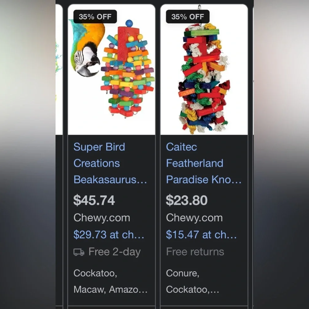 Dr Parrots New Bird toy 4 layers, bright primary colors cotton ropes